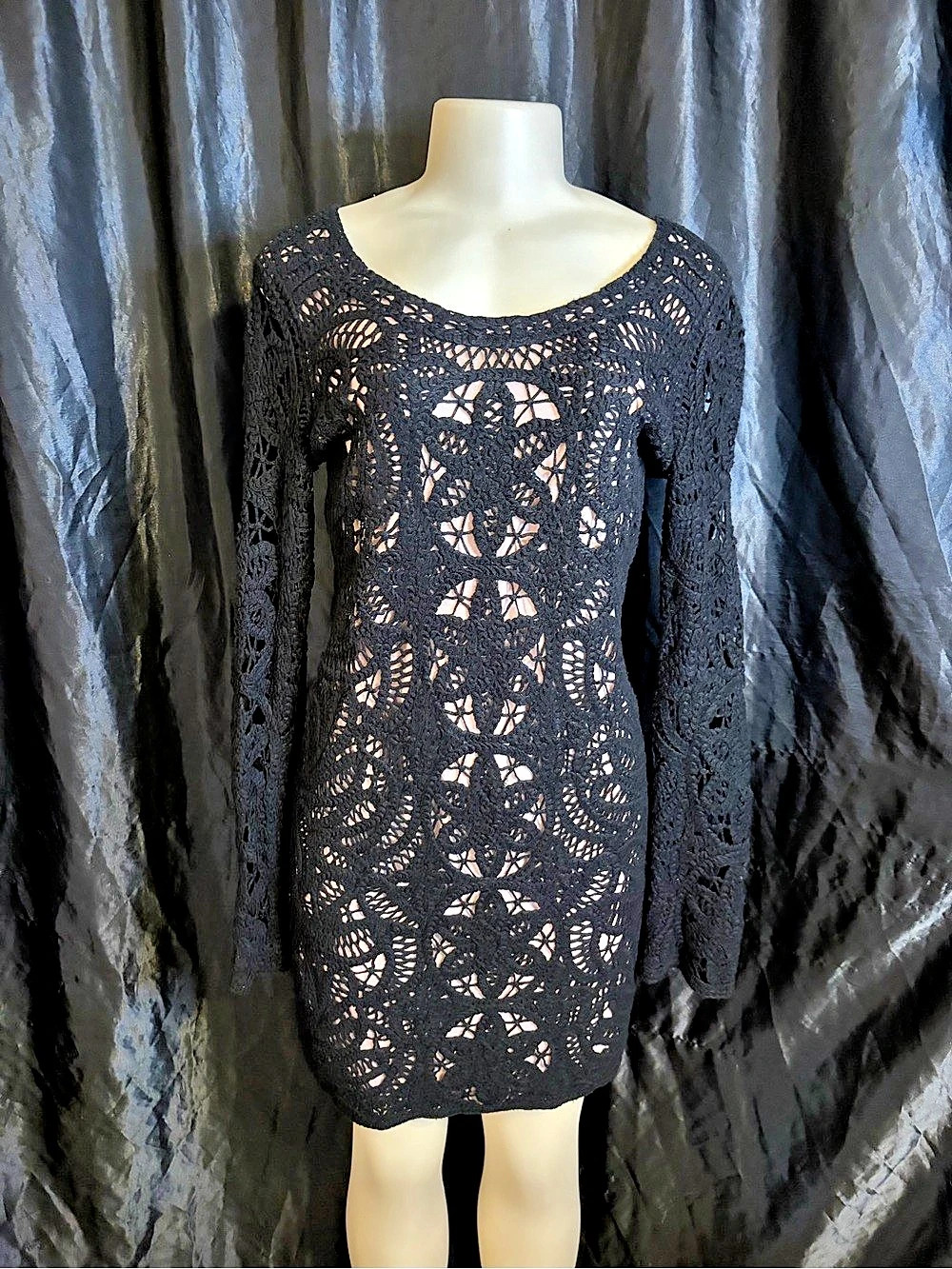 INC International Concepts Black Lace Mini Dress Size Small Like New